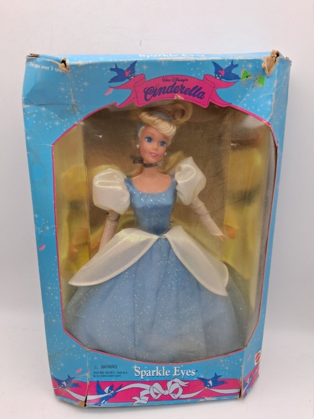 Walt Disney Cinderella Barbie 1995 Sparkle Eyes Mattel BOX CRUSHED DAMANGED